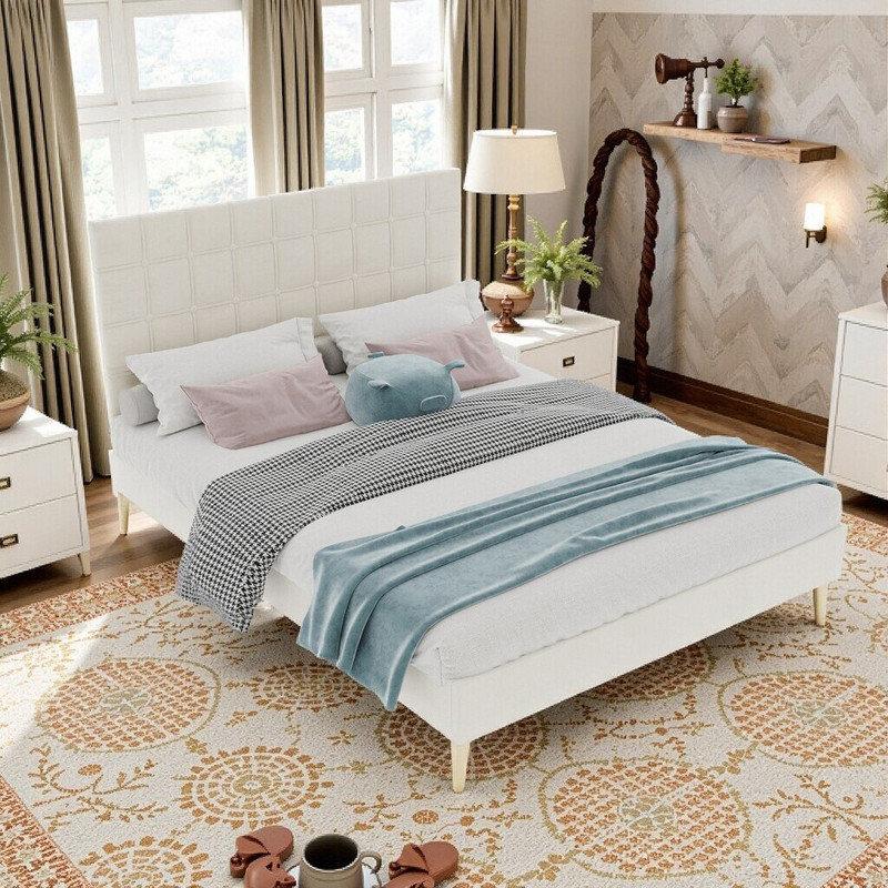 Tête de lit grand format, tête de lit moelleuse, support ergonomique et conception peu encombrante, Beige
