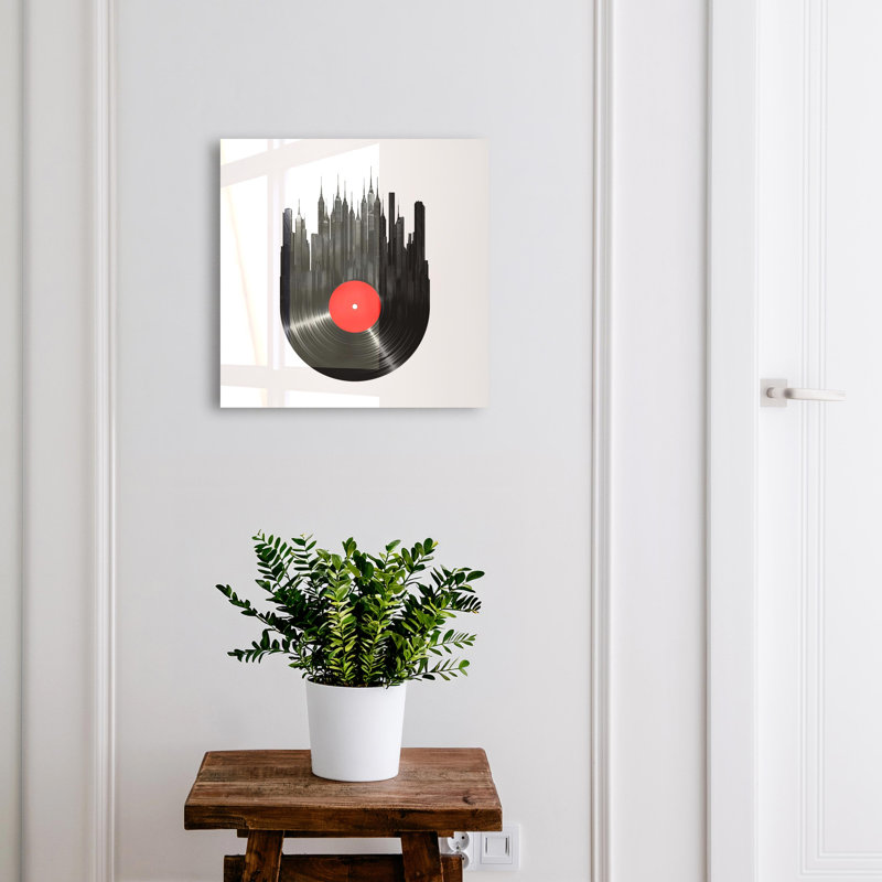 Key box, Opens to the left, 30x30x5, Black, Urban skyscrapers made of black vinyl, 