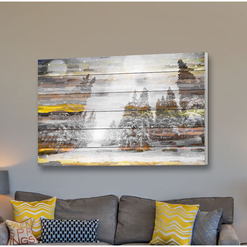 « tree snow », impression sur bois, 40 po x 60 po