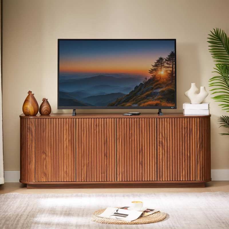 Meuble télé avec motif ondulé, Noyer
