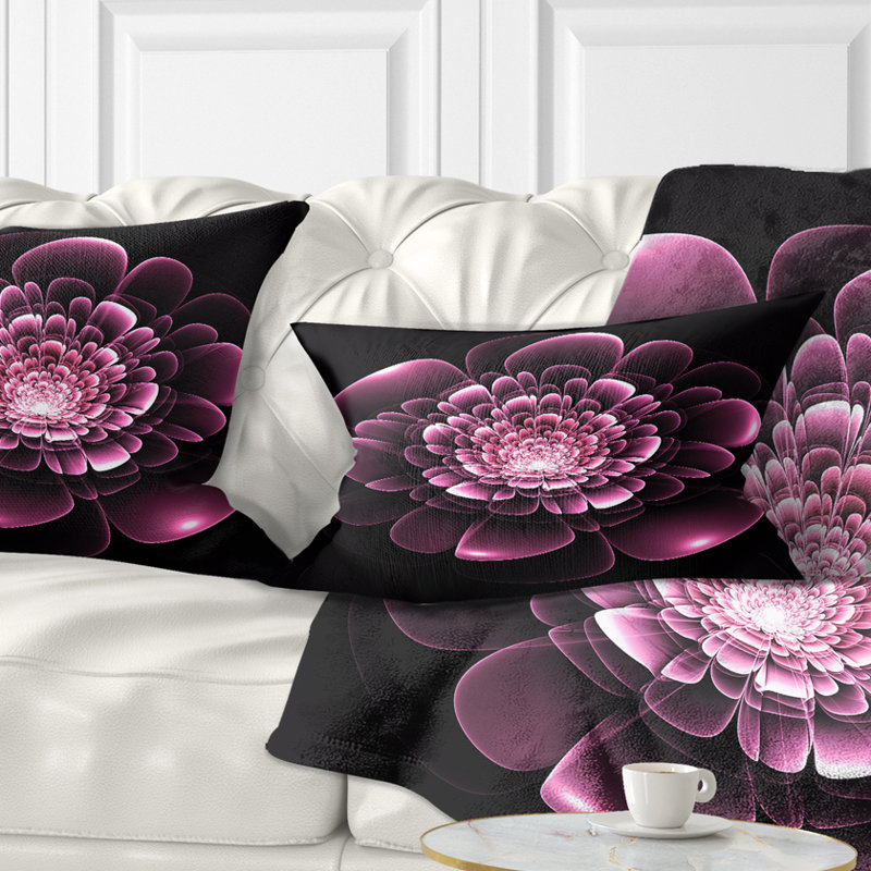 Coussin décoratif imprimé floral mauve brillant