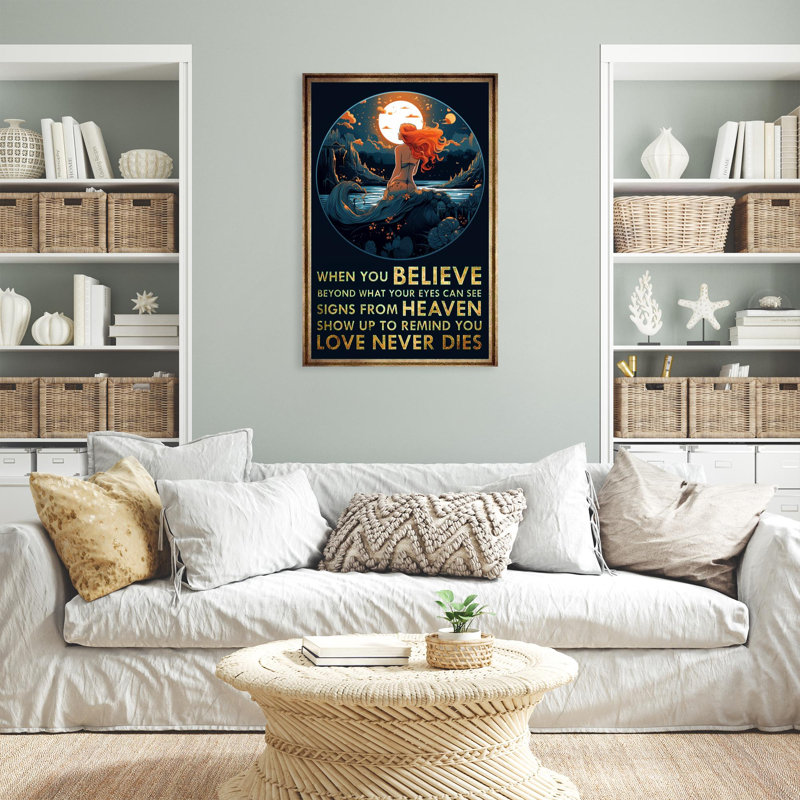 " Mermaid When You Believe ", H 20 po x l 16 po x P 1,25 po
