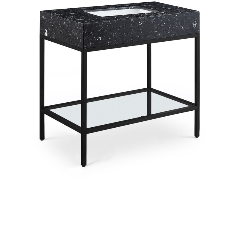 Marmo 36" Single Bathroom Vanity, Black, Matte Black