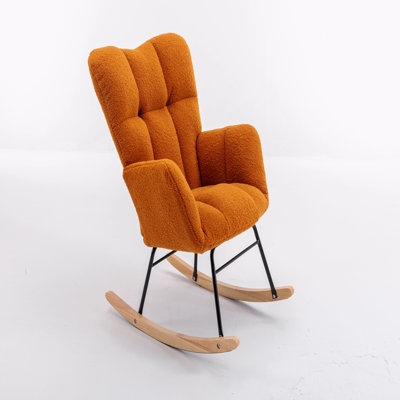 050-Teddy Fabric Rocking Gilder Nursery Chair