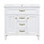 Ensemble de meuble-lavabo 36 po avec lavabo, meuble autoportant blanc avec cuve en céramique, cadre en bois aggloméré et en bois massif, tiroir supérieur rabattable, portes à fermeture en douceur, 2 tiroirs de rangement-972756302