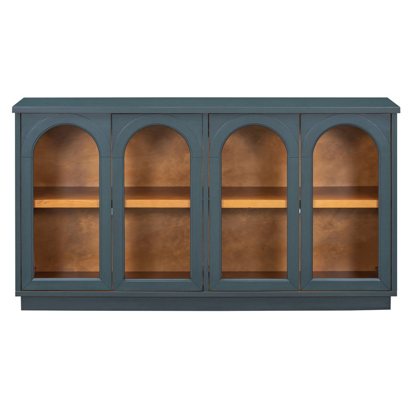 Laverda 4-Door Wood Sideboard Buffet Cabinet, Navy