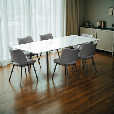 62.9 Inch To 94.4 Inch Extendable Dining Table Set With Sintered Stone Top Chairs
