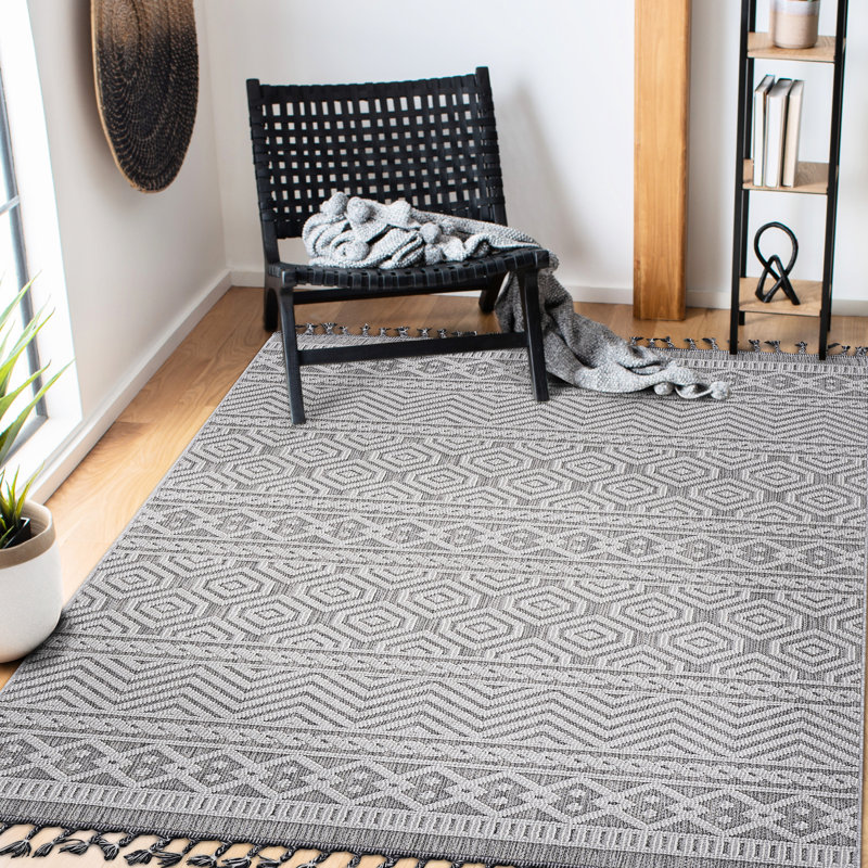 Loom & Grey/White Geometric Area Rug 4X6 - Modern Advance For Home, Stain-, Non-Shedding, Pet , Medium Pile, , Easy Maintenance Recognition Elegant Any Room, Simple Cleaning