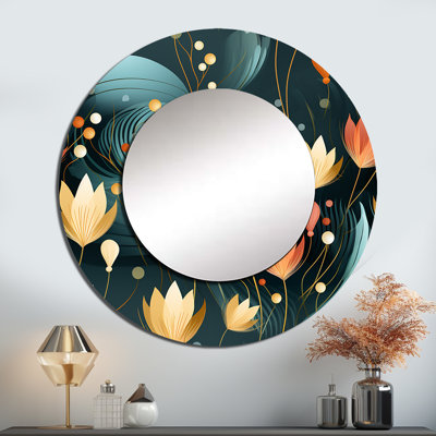 «Ronen Modern Oasis Hues In Botanical World» - miroir tropical, miroir mural décoratif tropical, impression d'art en métal