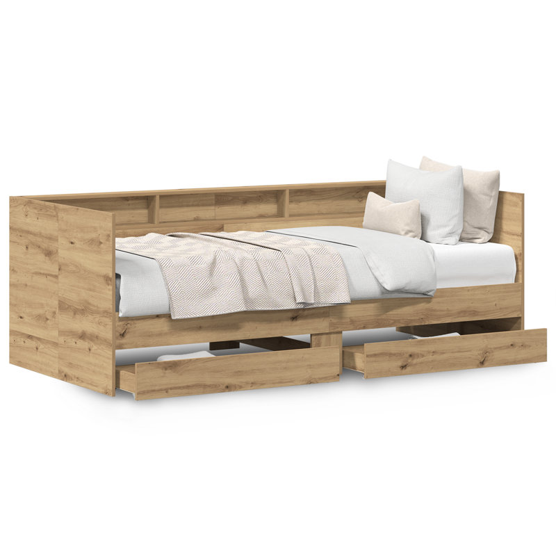 Daybed With Drawers Engineered Wood Sturdy, Artisan Oak, European Single (90 x 200 cm)