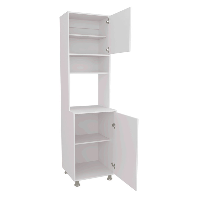 Kitchen Pantry With Open Storage And 2 Doors,  White