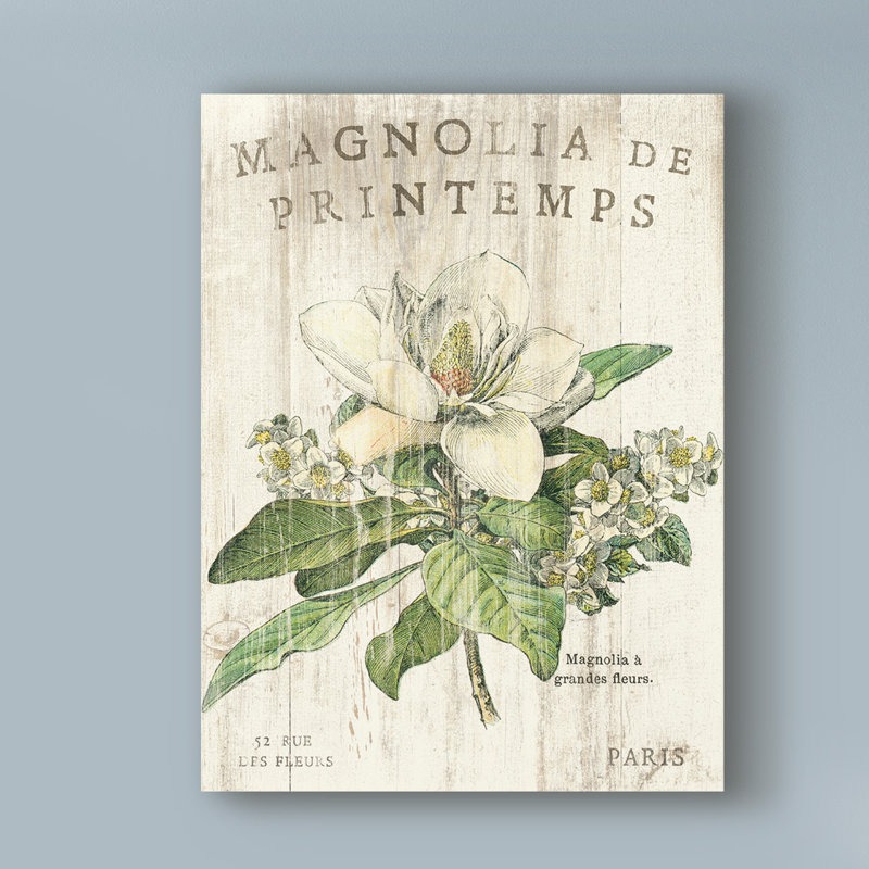 «Magnolia de Printemps», reproduction de peinture acrylique sur toile tendue, H 47 po x l 35 po x P 2 po