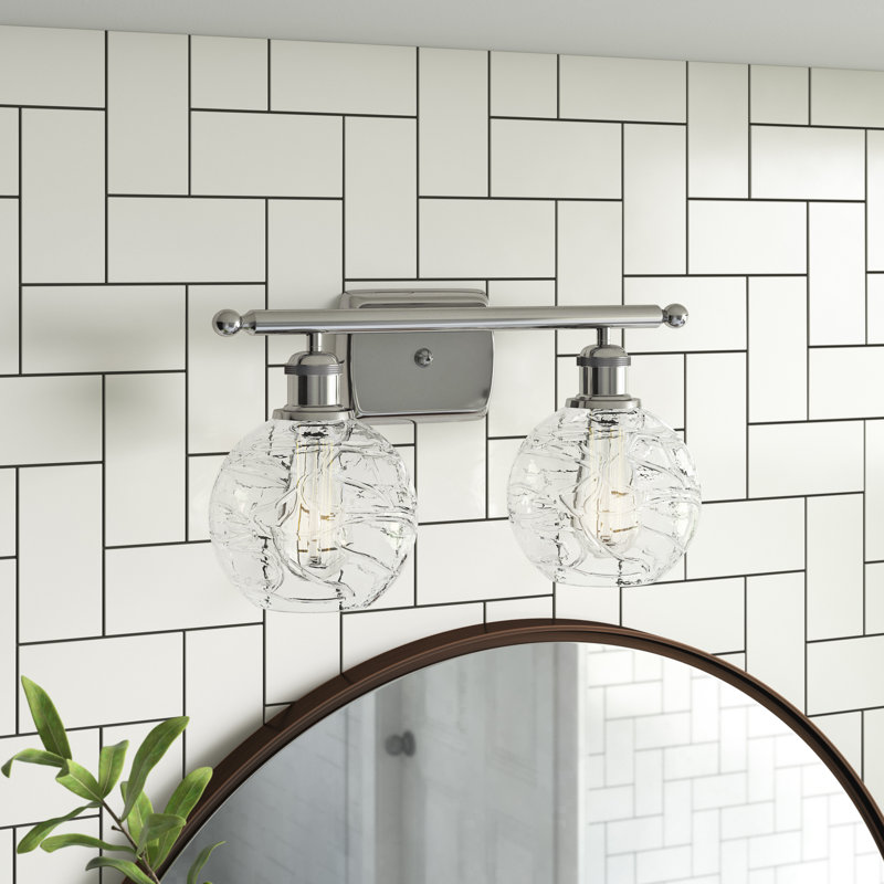 Éclairage pour meuble-lavabo à intensité variable Halvorson, Ampoule non incluse, Nickel satiné brossé, Transparent
