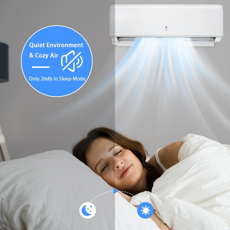 Mini système de chauffage / climatisation 12 000 BTU divisé, mini climatiseur divisé écoénergétique compatible 21 SEER2 230V WIFI, climatiseur mural divisé, refroidit jusqu'à 750 pieds carrés