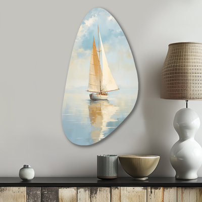 Alrita - Boat Sailing Fall Shape Assymterical Metal Wall Art