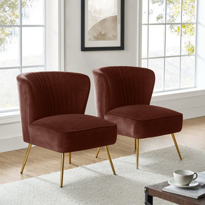 Fauteuil d'appoint en velours Euclid avec pieds en métal