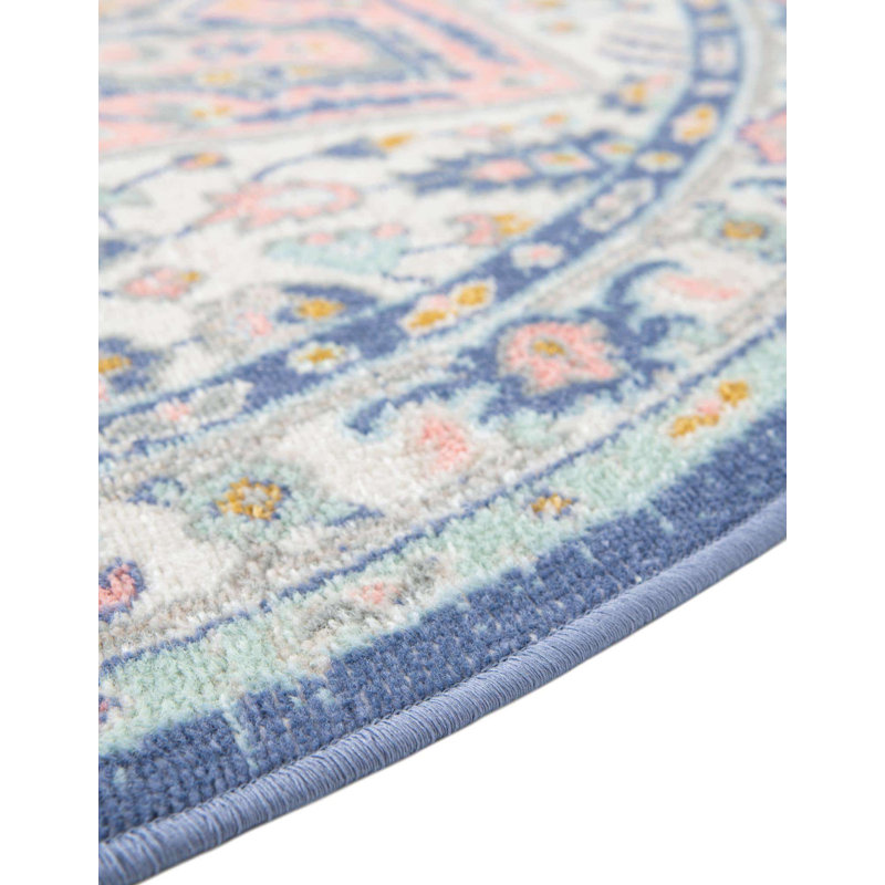 Tapis oriental vert / rose Orcon, Rond 5 pi