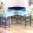 Aranson 55'' L shaped Computer Desk with Shelves, Writing Desk with Full Monitor Stand, Corner Desk with LED Lights, Gaming Desk-2008775804