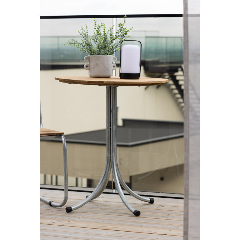 Aribeth Teak Round Metal Base Dining Table