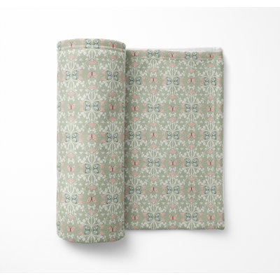 Bees & Butterflies Sage Velveteen Fleece Blanket