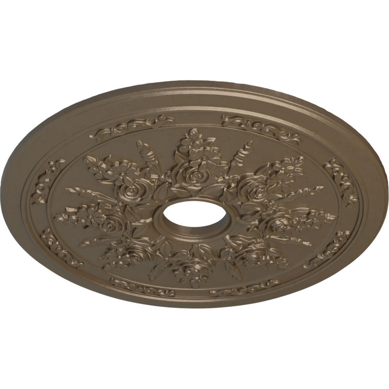 Médaillon de plafond Endurathane Palmetto, DE 23 5/8 po x P 3 5/8 po x P 1 5/8 po (convient aux auvents jusqu'à 3 5/8 po), fini acajou brossé peint à la main