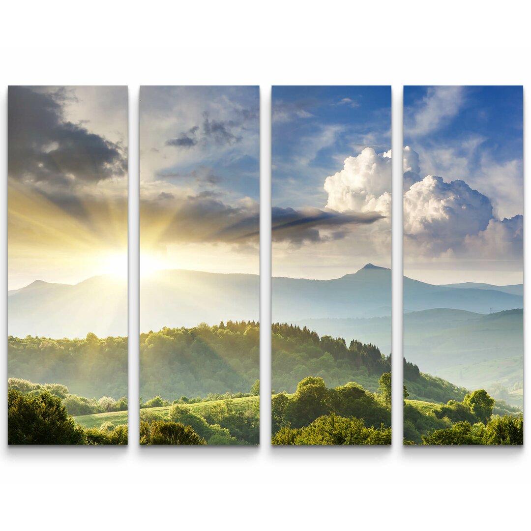 4-tlg.Â Leinwandbilder-SetÂ Gebirgslandschaft mit bewÃ¶lktem Himmel - Ukraine