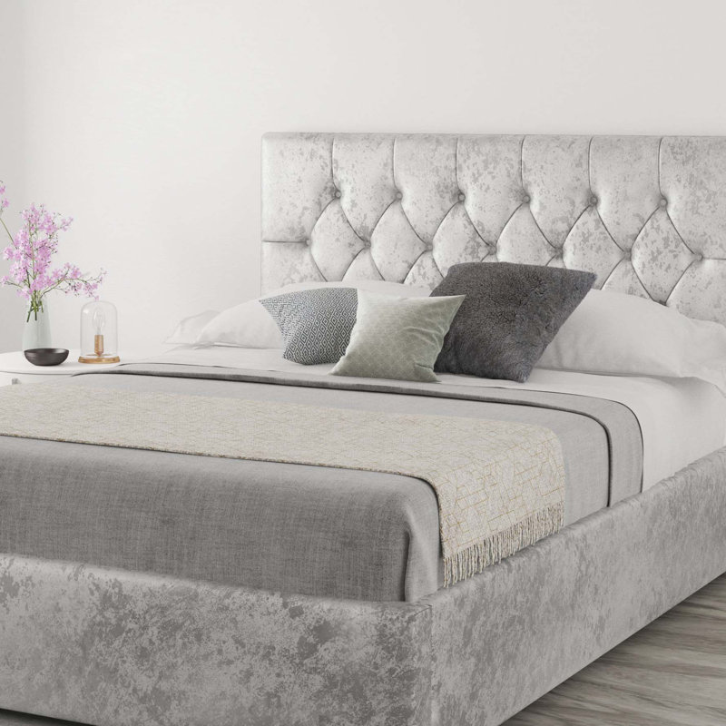 Talcott Upholstered Twill Panel Headboard, Small Double (4'), Velvet Silver