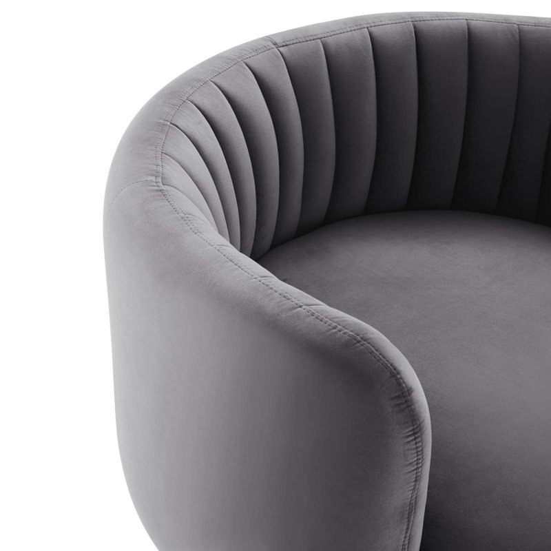 Chaise pivotante en velours Charles Emerald, Velours marine