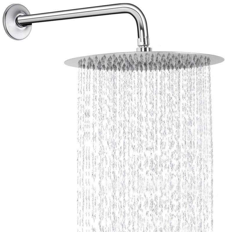12-Inch Round Rainfall Shower Head With Extension Arm - Oversized Stainless Steel Luxury Showerhead For Full-Body Waterfall Coverage