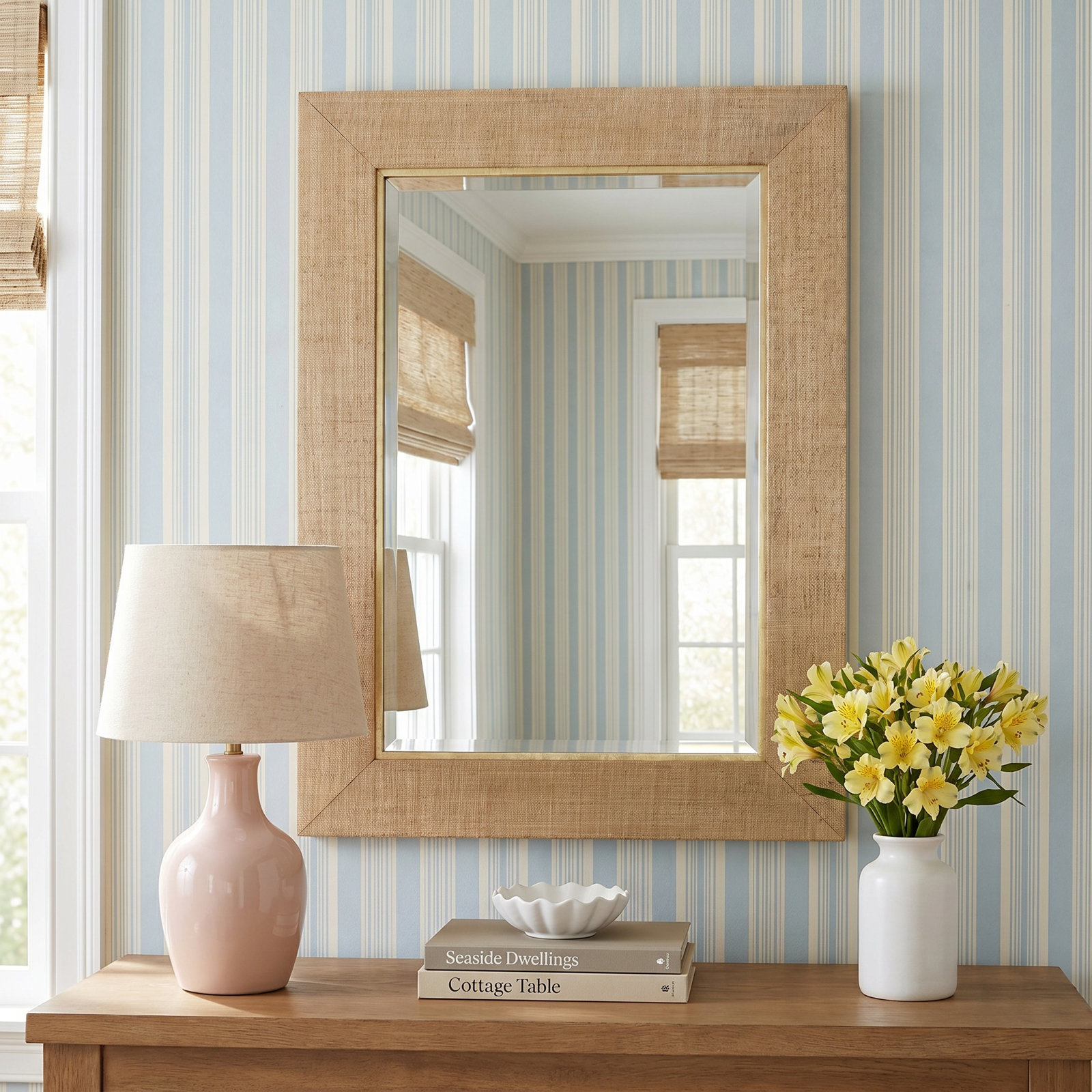 32" Grasscloth Accent Mirror