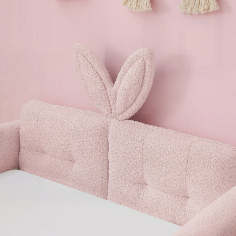 Lit plateforme tapissier avec tête de lit, Rose