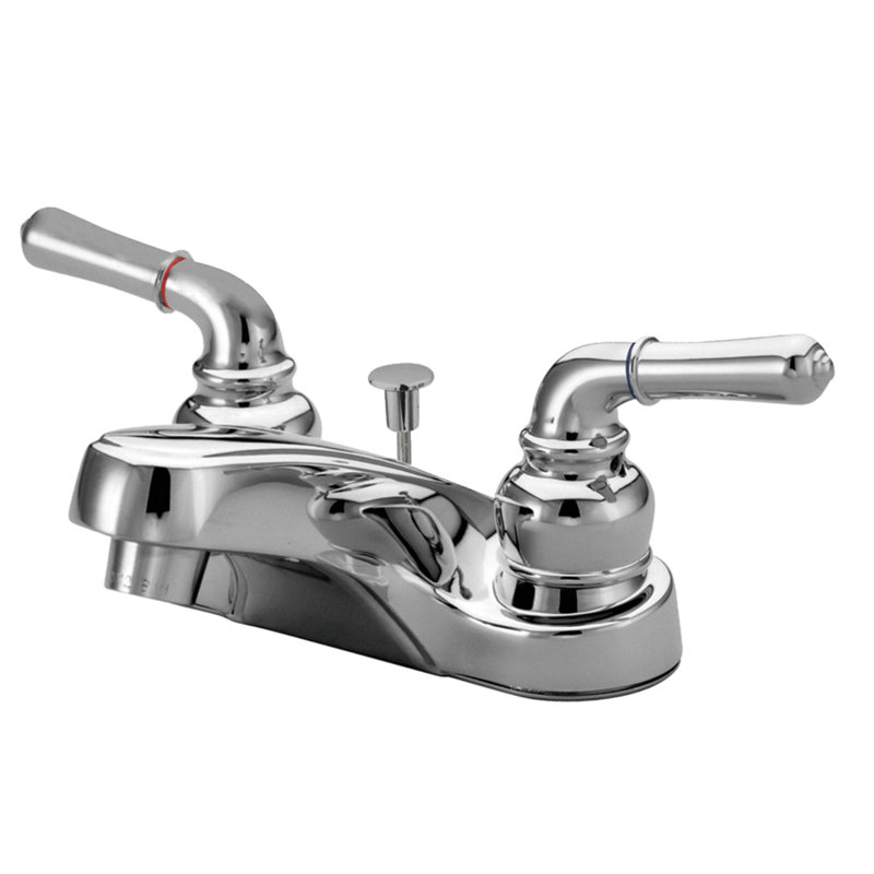 Robinet de salle de bain central à 4 poignées à 3 poignées à 3 trous Kingston Brass Magellan, Chrome poli