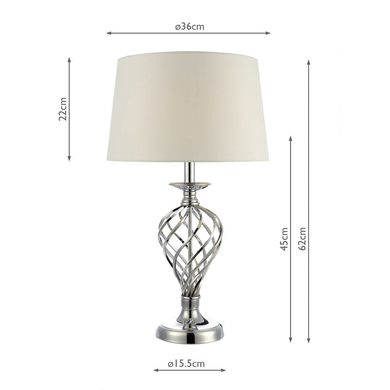 Estelle Metal Table Lamp, Polished Chrome/Ivory