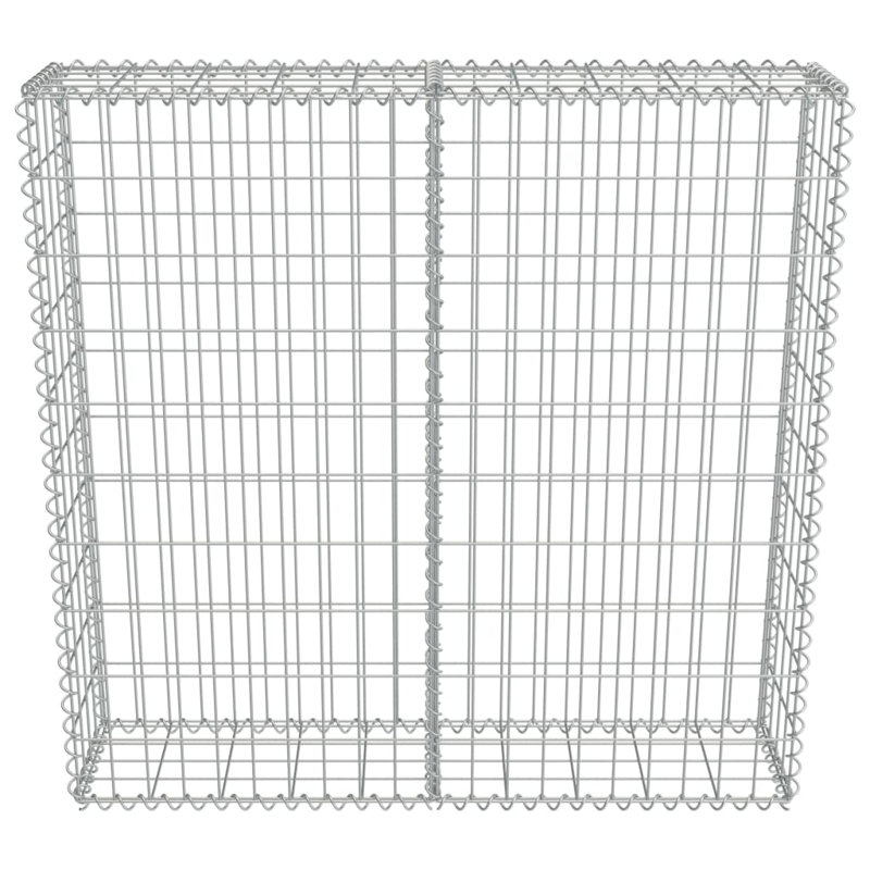 Silver Metal Gabion Wall, 100cm H x 100cm L x 20cm W