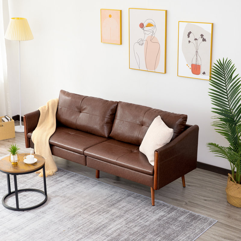 3 Seater Faux Leather Sofa, Brown