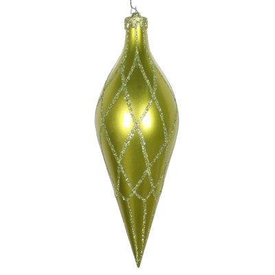 Vickerman Glitter Net Finial Christmas Ornament 12'' Geometric Finial Ornament