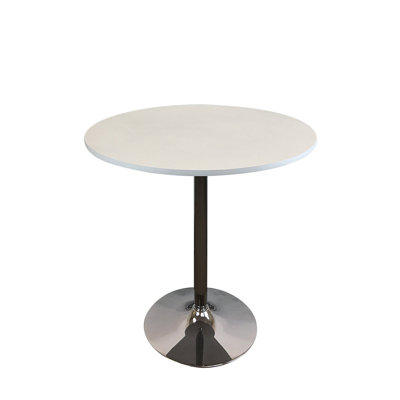 36" White and Silver and Metal Pedestal Base Round Top Dining Table by Wrought Studio
