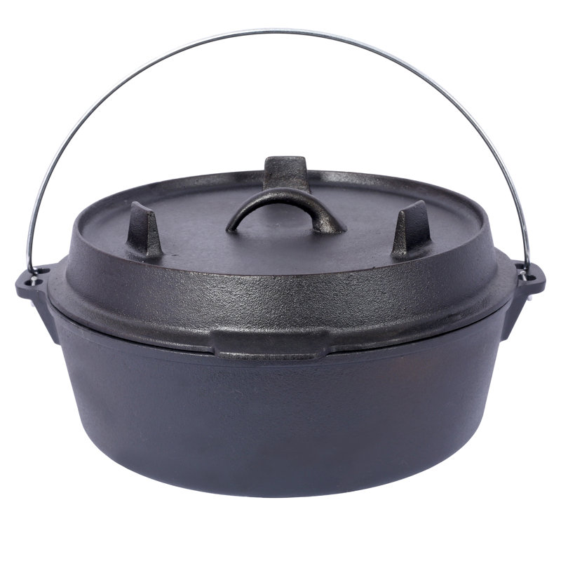 Cocotte en fonte pré-assaisonnée avec couvercle pour ragoûts de feu de camp et cuisson extérieure