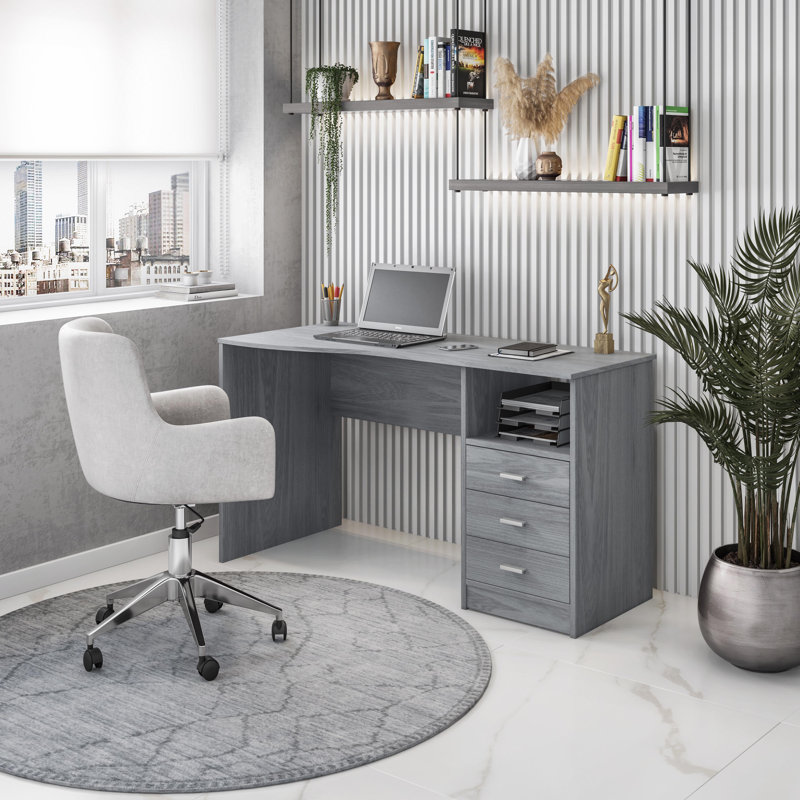 Brit Computer Desk, 29.5" H x 51.25" W x 23.5" D, Gray
