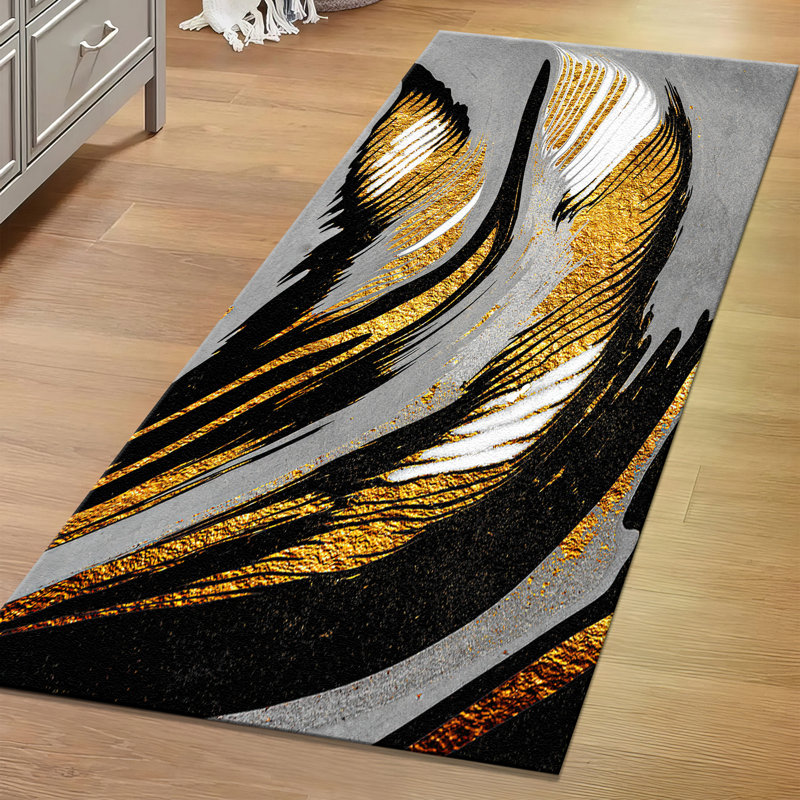 Floral Symphony Non Woven Thin Type Printed Rug in Vibrant Hues for Indoor Use, Rectangle 2'8" x 4'11"