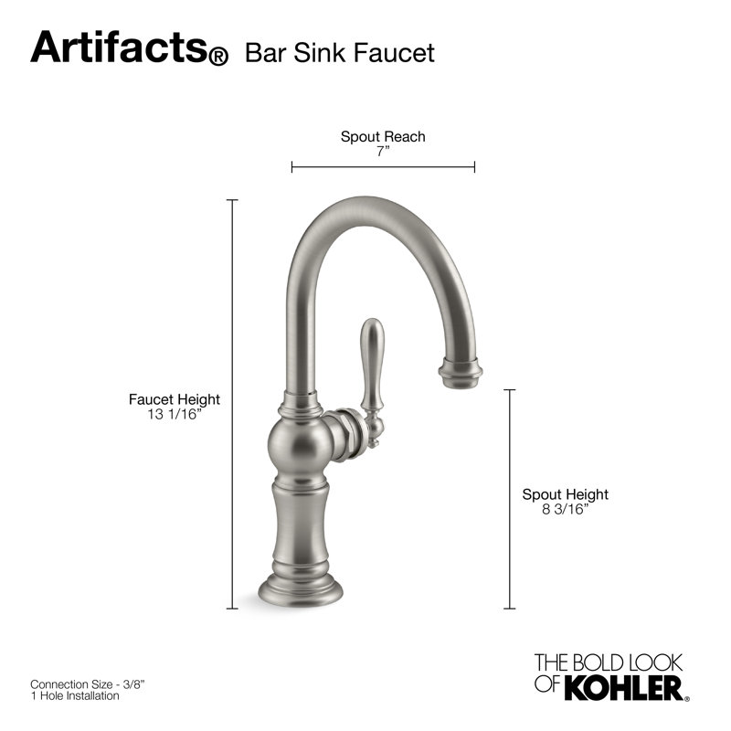 Artifacts® Single-Hole Bar Faucet with Supply Lines, Oil-Rubbed Bronze