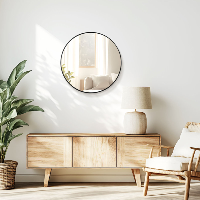 Miroir 24 po argenté, 24 po x 24 po, Noir