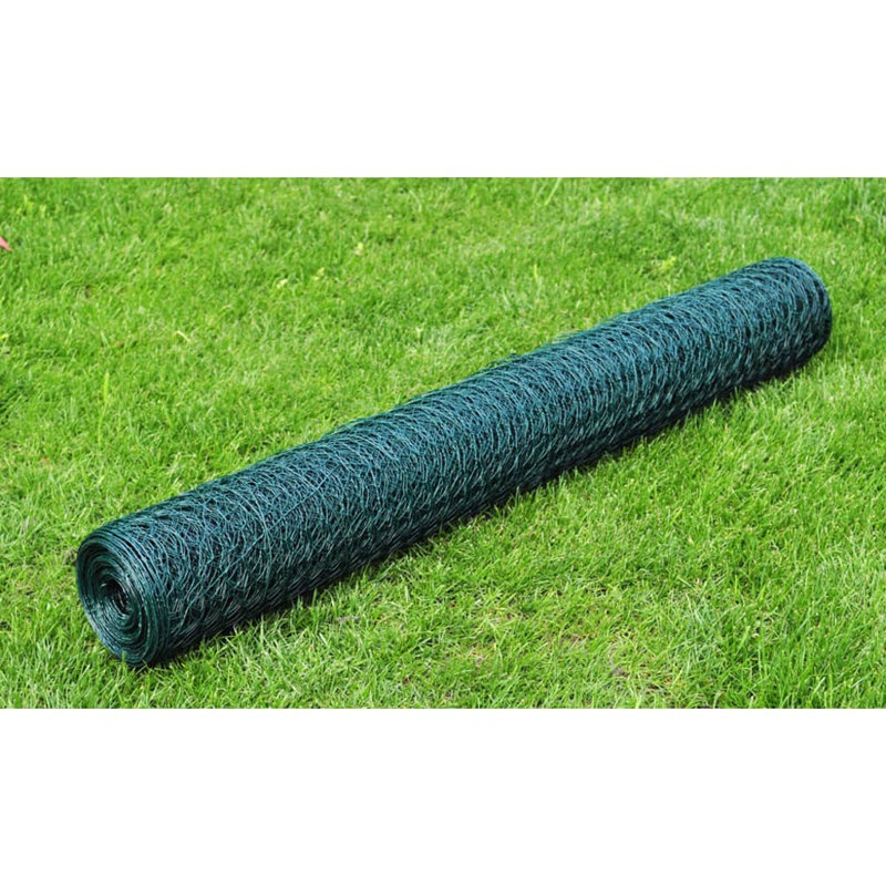Chicken Wire Fence with PVC Coating, Green, 1.2m H x 25m L
