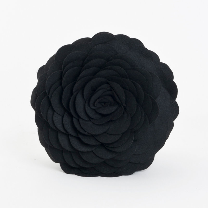 Felt Collection Appliqued Throw Pillow, Black, 13" H x 13" W