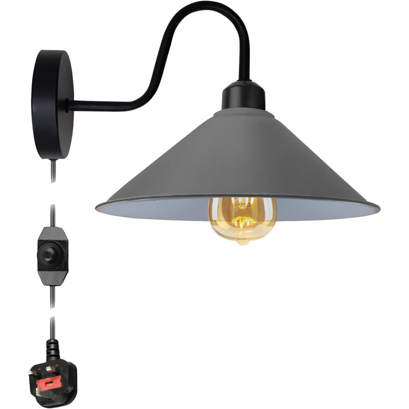 Anastasha Plug-in Armed Sconce, Gray