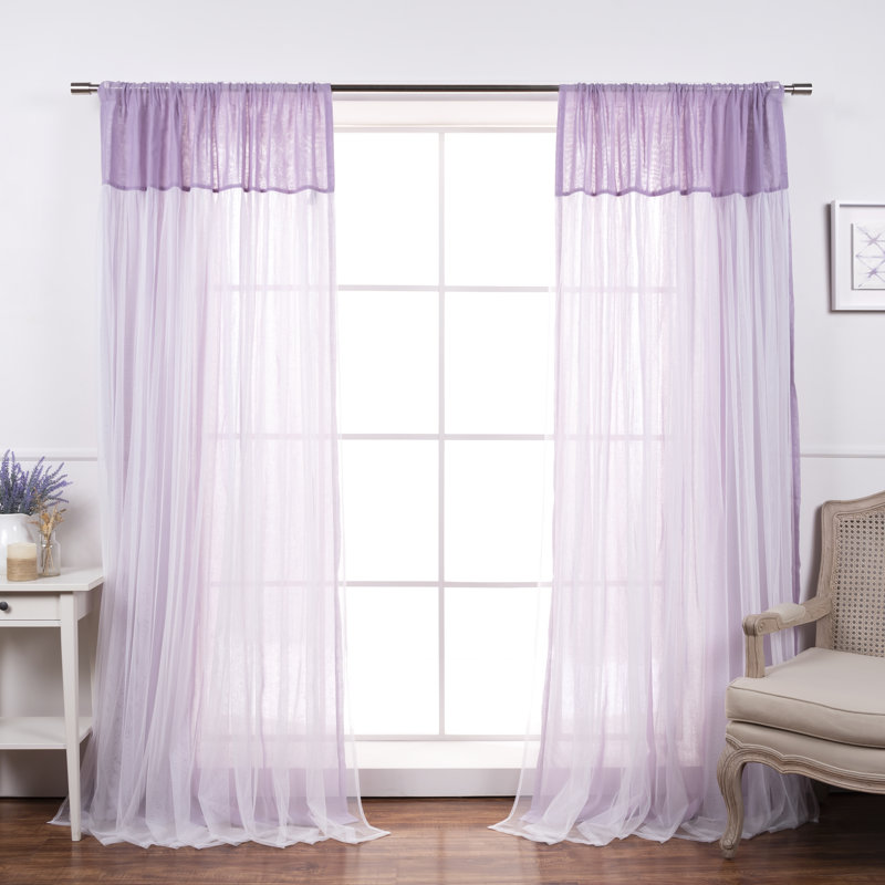 Rideaux extra-fin couleur unie avec passe-tringle Duluth, Orchidée