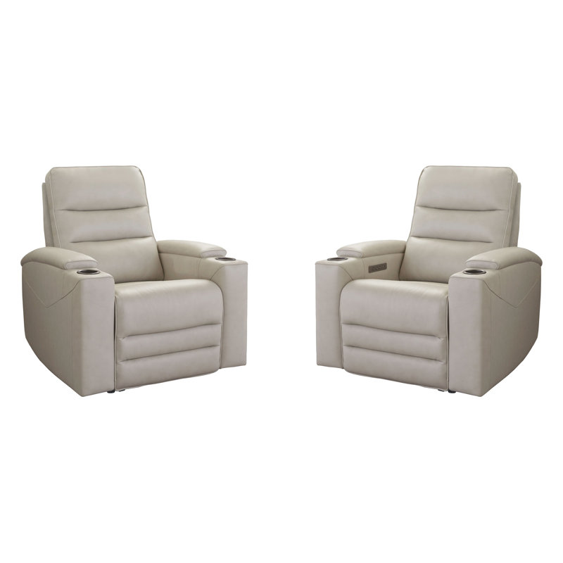 Gardeis Power Zero Gravity Recliner Two Pack, Cream Genuine Leather