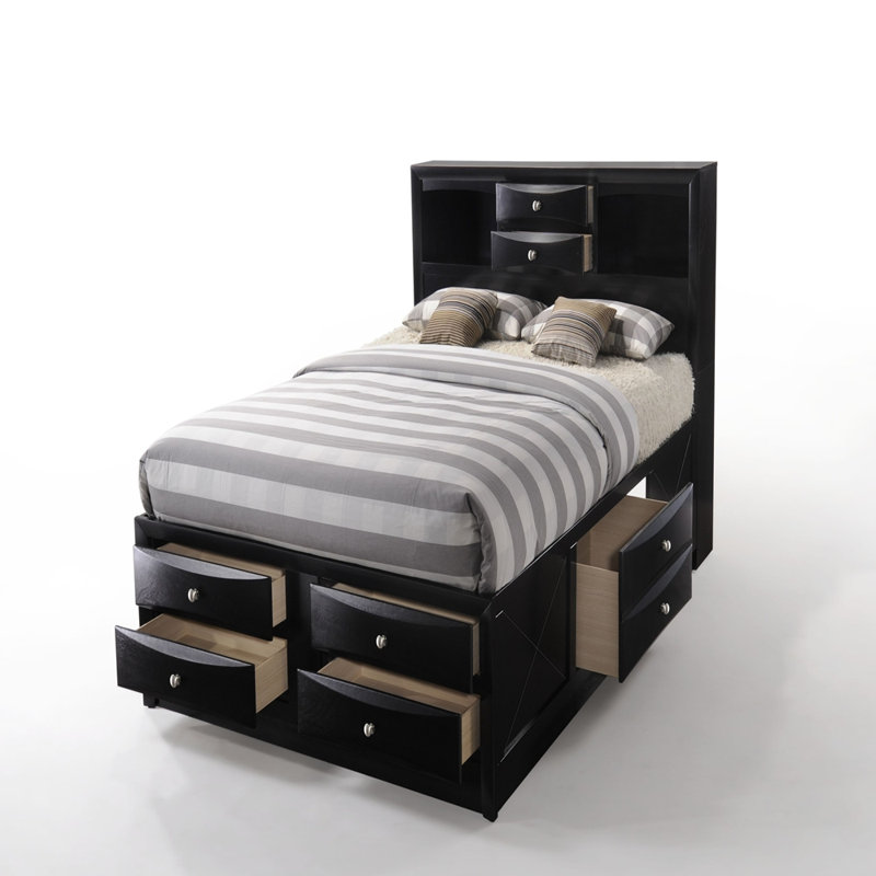Lit double avec rangement Ireland, Noir