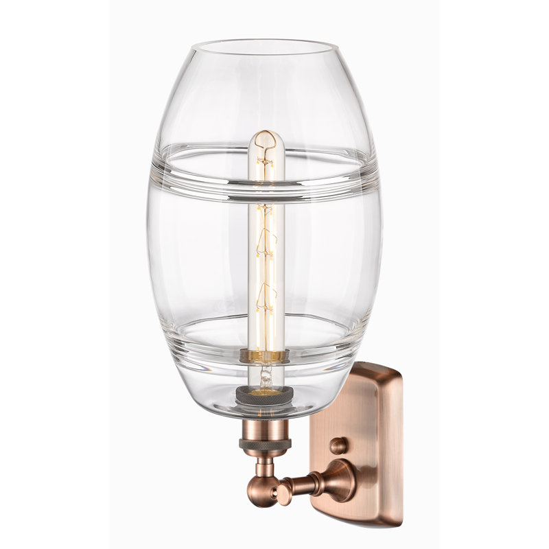 Bettylou Steel Armed Sconce, Antique Copper, Clear, 10.88" H x 8" W x 8.13" D