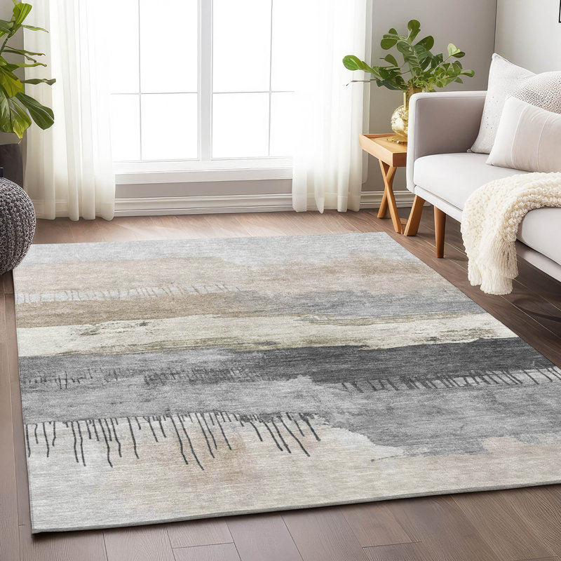 Tapis ivoire intérieur / extérieur lavable à la machine, Rectangle 2 pi 6 po x 3 pi 10 po